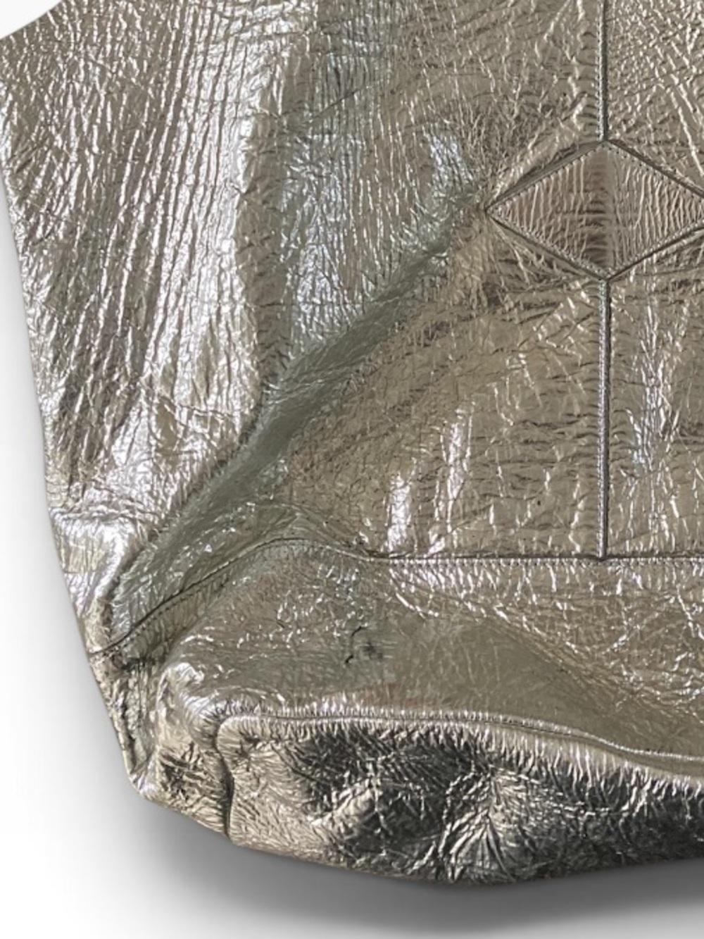 Rag & Bone Camden Shopper Metallic Silver Black Leather Tote Bag Oversized - Picture 13 of 14